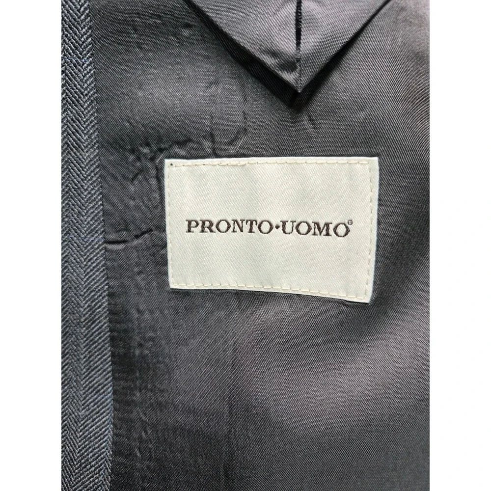 Pronto Uomo Mens Wool Sports Coat 40R Gray Herringbone 2 Button Blazer